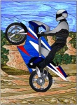 Stained Glass Pattern-Biker Wheelie